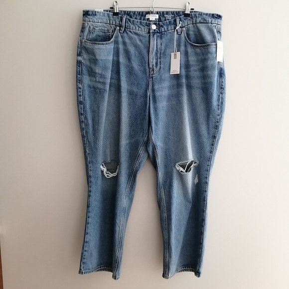 NWT Good American Plus Size Good Petite 90s Mid Rise Baggy Straight Jeans 18 - Picture 3 of 16